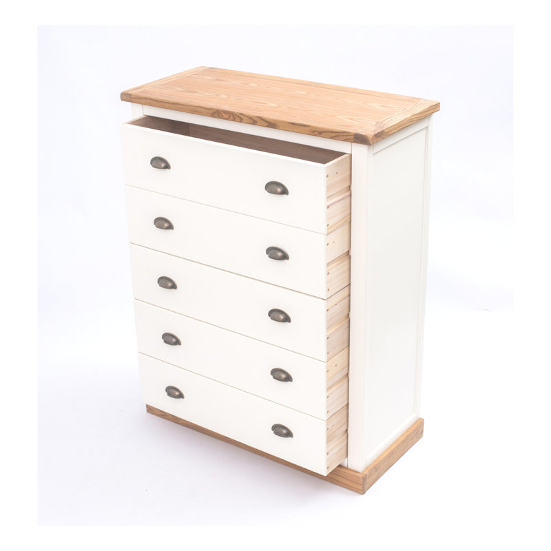 5 Drawer 90cm W Chest, Waxed Oak