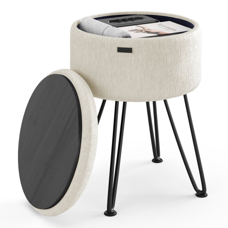 Table d'appoint moderne avec rangement, Noir, Velours blanc