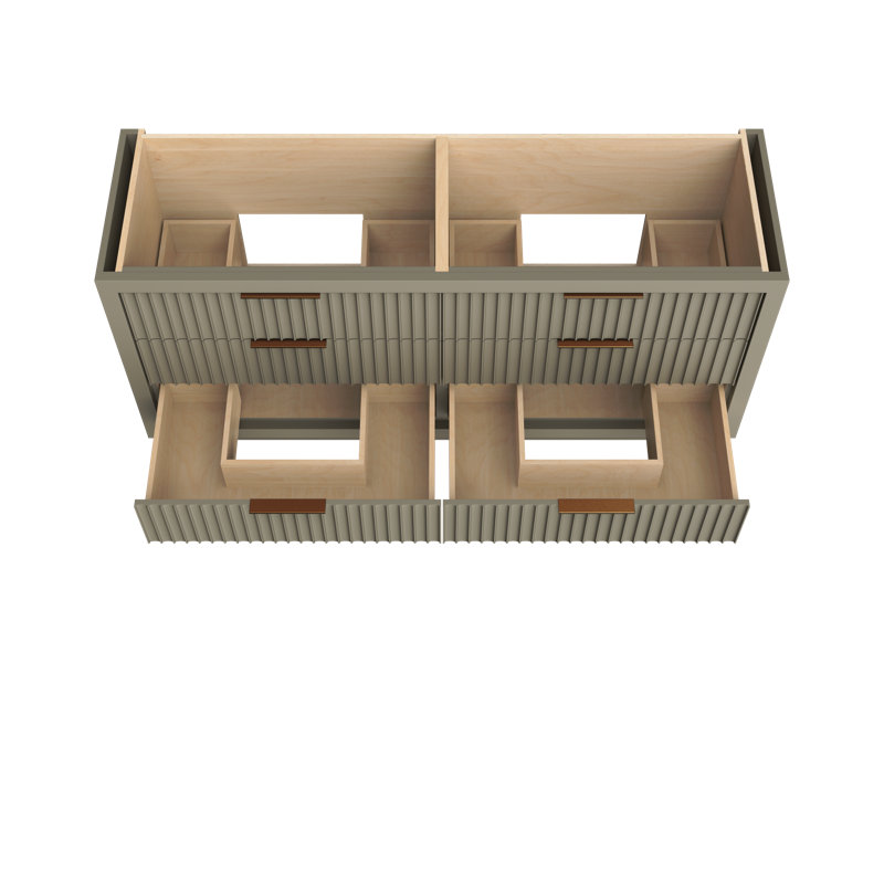 Lecrieú Double Drawer Bath Vanity, French Olive, 72", Champagne Bronze