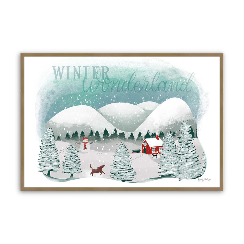 Rustic Winter Wonderland, reproduction encadrée, H 12,25 po x l 15,25 po x P 1,25 po, Cadre simple brossé doré