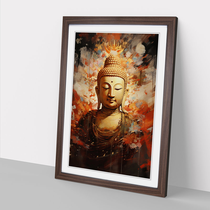 Buddha Art Informel Art - Framed Print, Walnut Framed, 34cm H x 25cm W x 2cm D