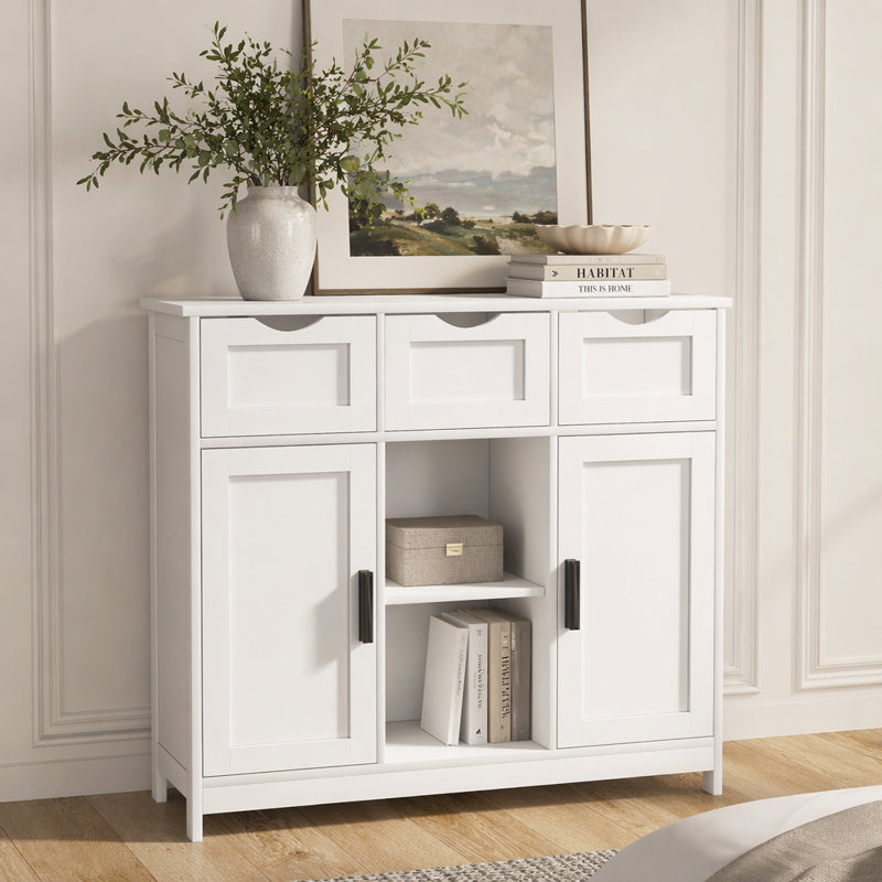 Durable Wooden Floor Cabinet with Multiple Drawers and Shelves for Efficient Home Storage