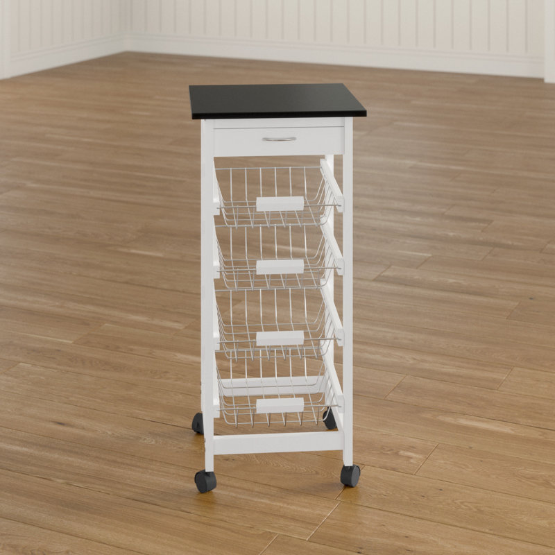 37cm W Solid Wood Kitchen Island, White, 81cm H x 37cm W x 37cm D