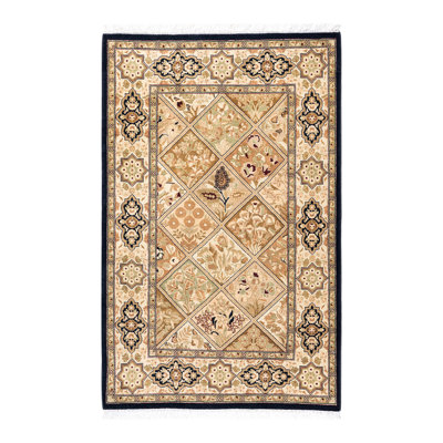 Tapis oriental brun noué à la main One-of-a-Kind