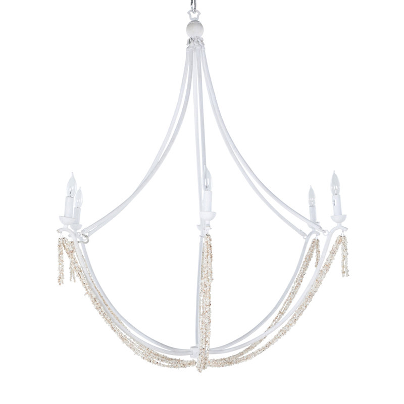 Nakita 6 - Light Candle Style Chandelier, Plaster White