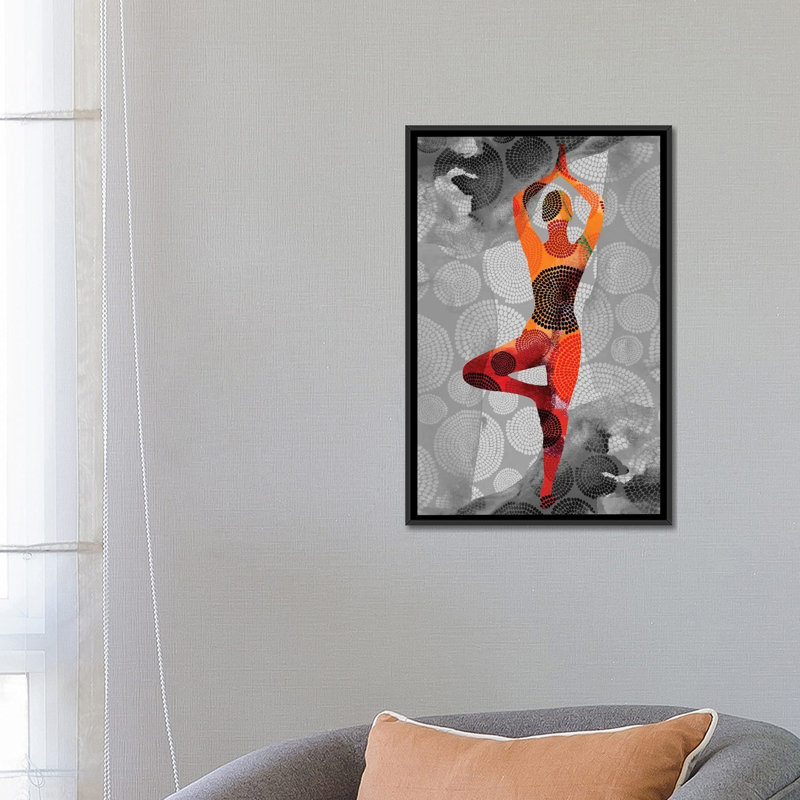 «Yoga Pose I», impression sur toile, H 26 po x l 18 po x P 1,5 po, Toile avec cadre noir, Pas de tapis