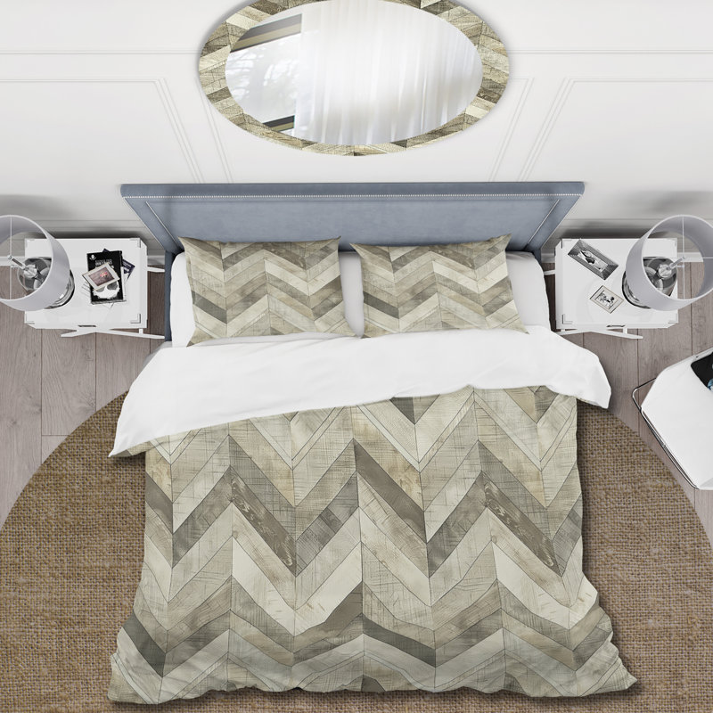 Ensemble de housse de couette traditionnelle à chevrons gris II, Housse de couette très grand et 2 très grandes t