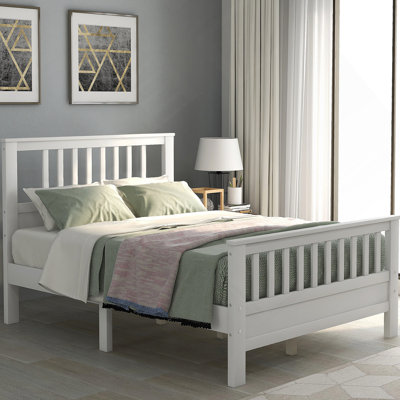 Wood Platform Bed with Headboard and Footboard