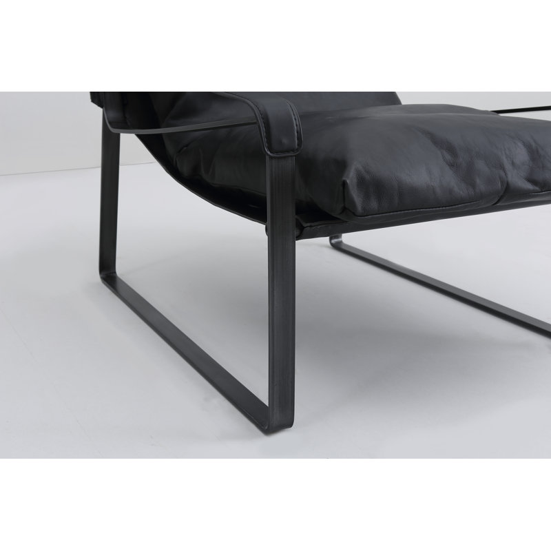 Méridienne Salgado, Cuir véritable noir onyx