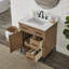 30 po Meuble-lavabo autoportant à simple cuve avec plateau en pierre blanche ingénieur