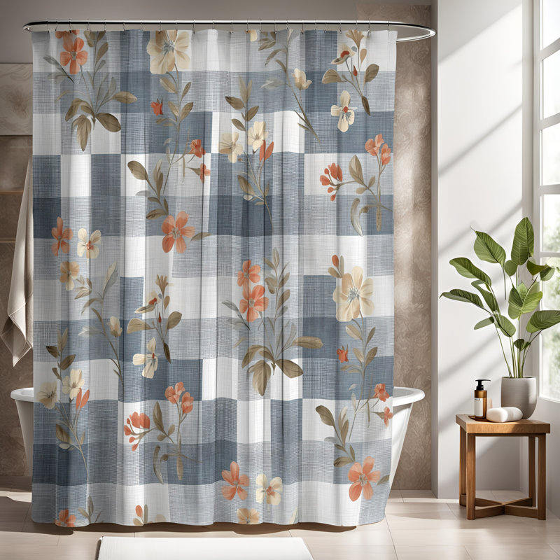 Rideau de douche avec tapis de bain, H 93 po x l 70 po
