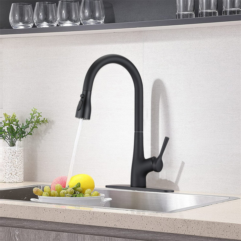 Single Handle Pull Down Kitchen Sink Faucet, Matte Black