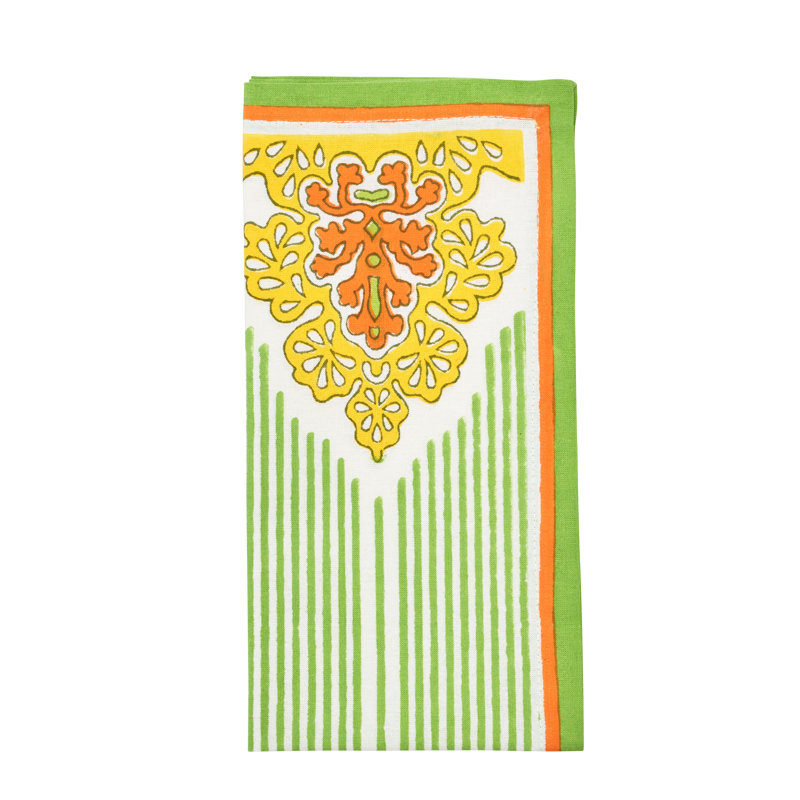 Filigree Napkin, White/Yellow/Green