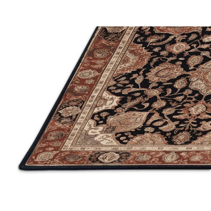 Tapis brun lavable à la machine, Rond 7 pi