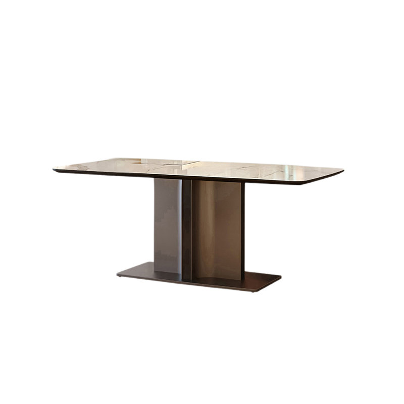 Table de salle à manger moderne blanc rectangulaire en acier fritté, H 29,53 po x L 62,99 po x l 35,43 po, Blanc