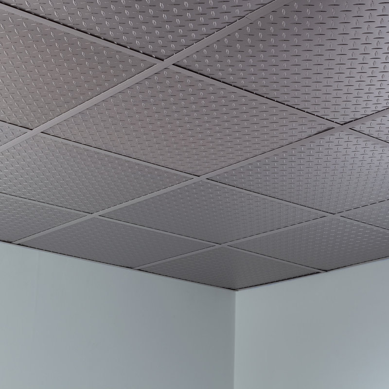 Panneau de plafond décoratif en vinyle 2 pi x 2 pi FASÄDE, Argenté