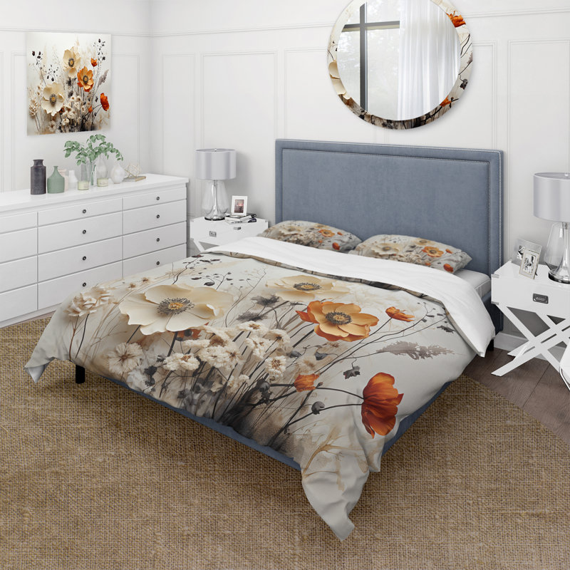 Ensemble de housse de couette en microfibre / polyester Bohemian Earthly Floral Collage II Bedding