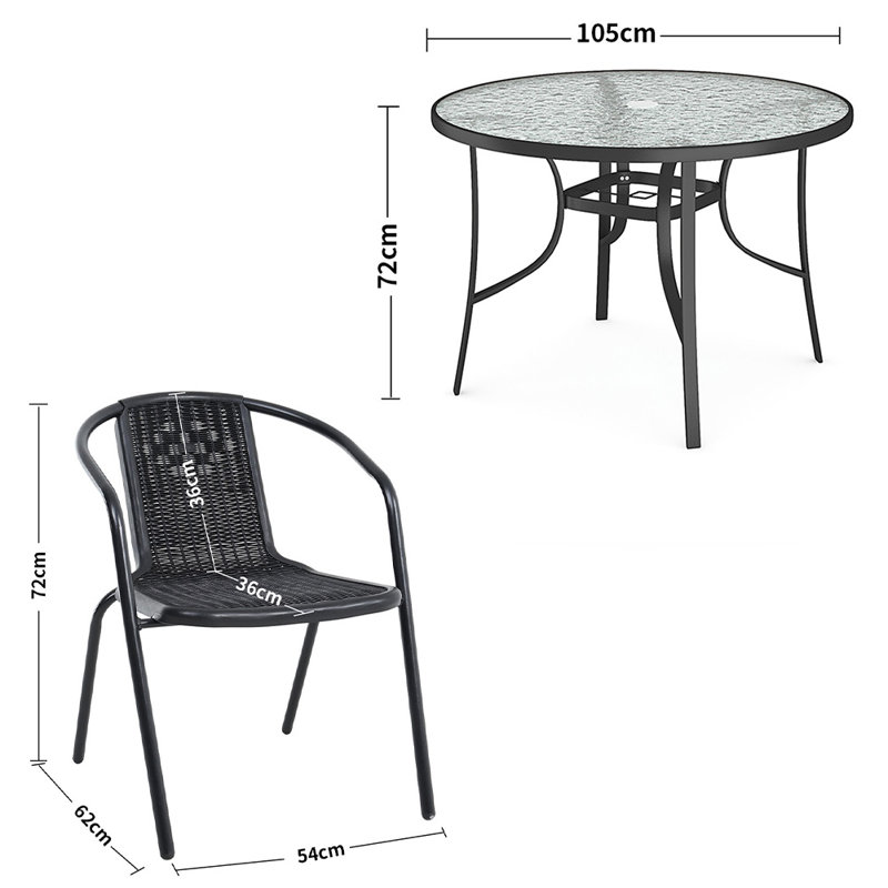 Dmitry 2 - Person Patio Dining Set with Round Table, Black/Grey