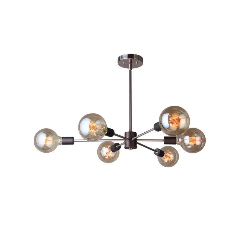 Lustre sphérique Spoutnik 6 lumières Clopton, Laiton brossé / bronze, G125