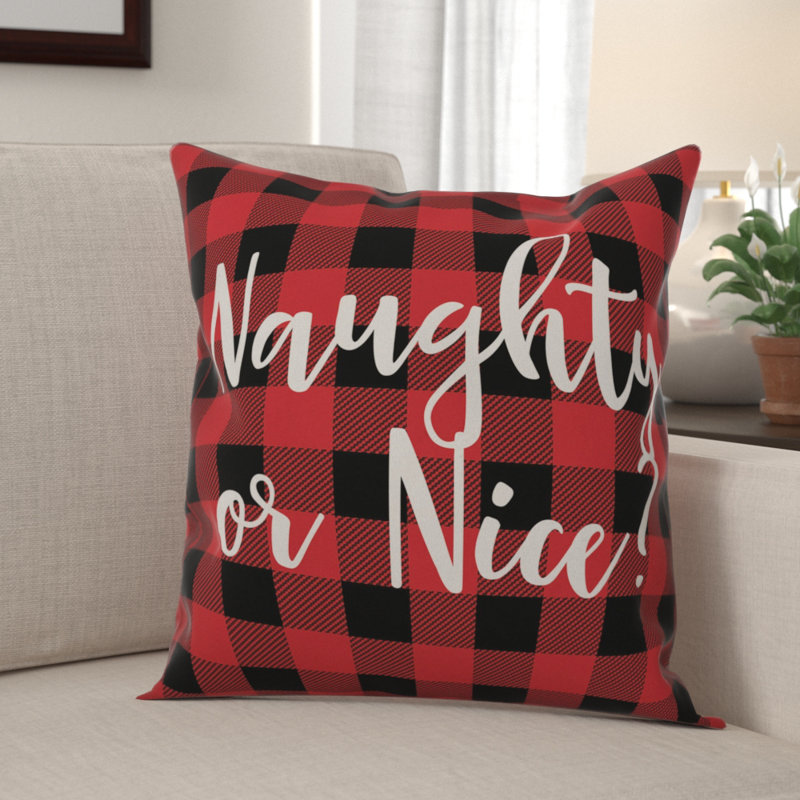 Red and Black Buffalo Check Holiday Throw Pillow