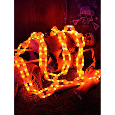Guirlande d'Halloween décorative à piles - Guirlande de 10 lumières à DEL en plastique de 160 pi avec 8 modes d'éclairage et fonction minuterie (orange) brevetés