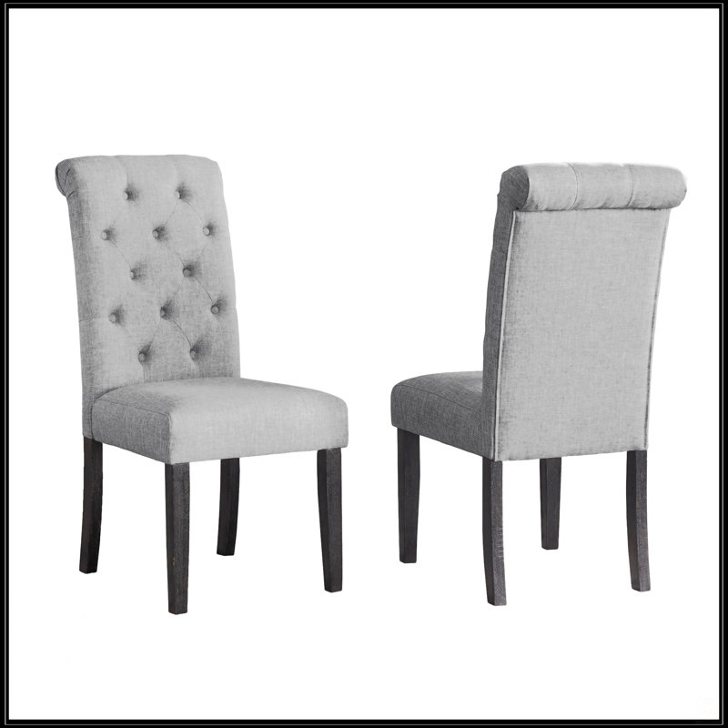 Chaise en bois massif capitonnée Asons, Gris