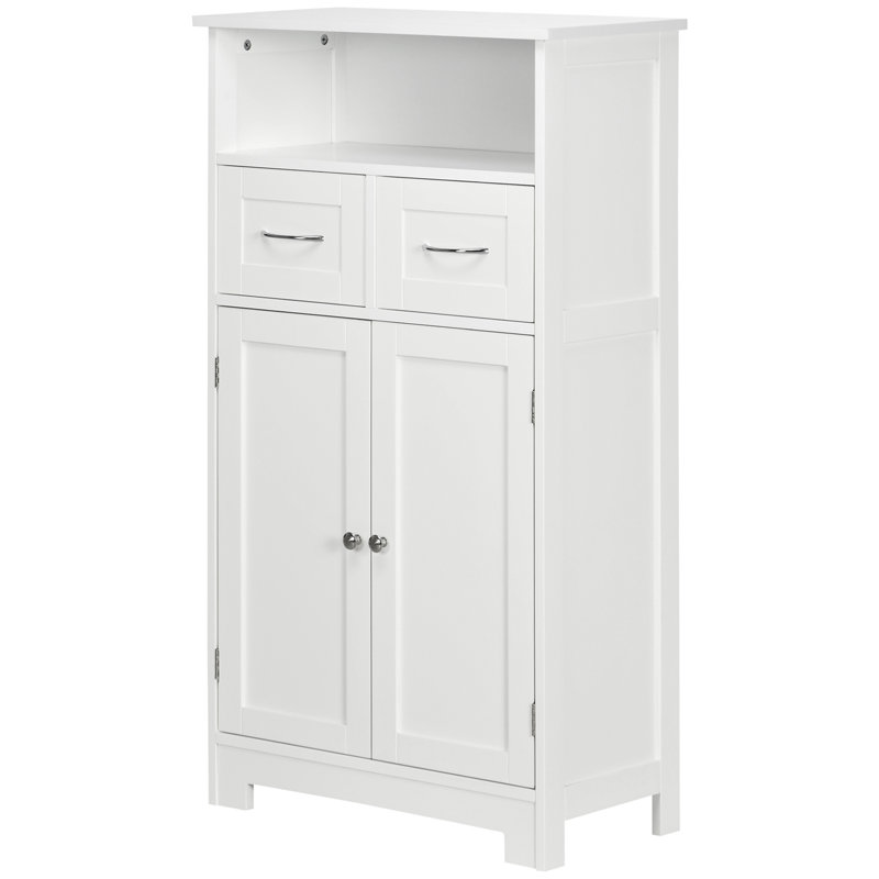 Freestanding Small Storage Cabinet with Two Drawers and Adjustable Shelf