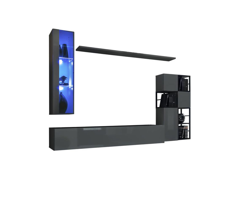 Switch Metal II Entertainment Unit 250cm - Urban Metal-Framed Media Set for TVs Up To 75 In, Graphite