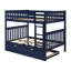 Lit superposé simple au-dessus de simple en bois massif avec lit gigogne Aileana-42354604-90958806