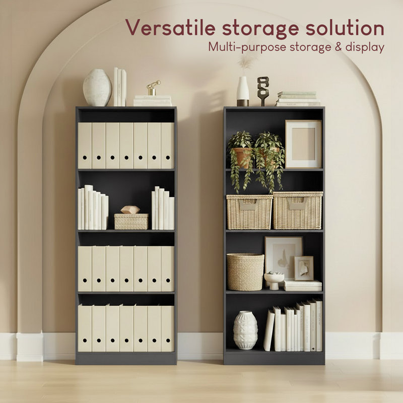 142cm H x 60cm W Standard Bookcase, (4 Shelves) 140 cm H x 60 cm W x 24" D, Grey