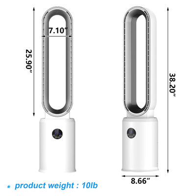 Ventilateur tour sans lame de 38 po avec télécommande, ventilateur de circulation d'air pour une utilisation à l'intérieur, 24 vitesses, 12 compteurs, ventilateur oscillant silencieux pour le bureau de la chambre à coucher