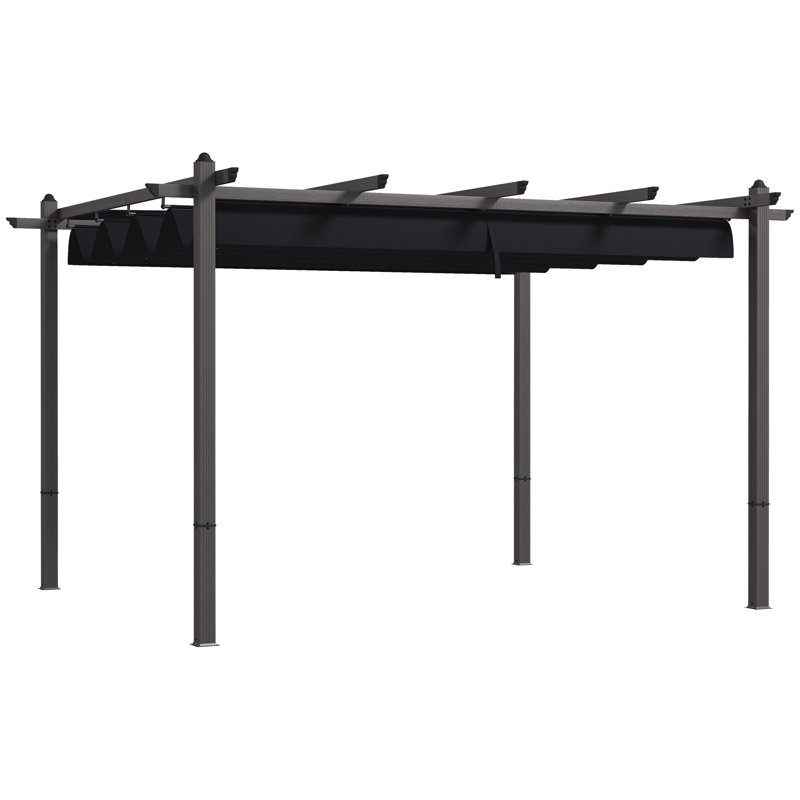 10 Ft.W Metal Pergola with Canopy, 10' x 12', Gray