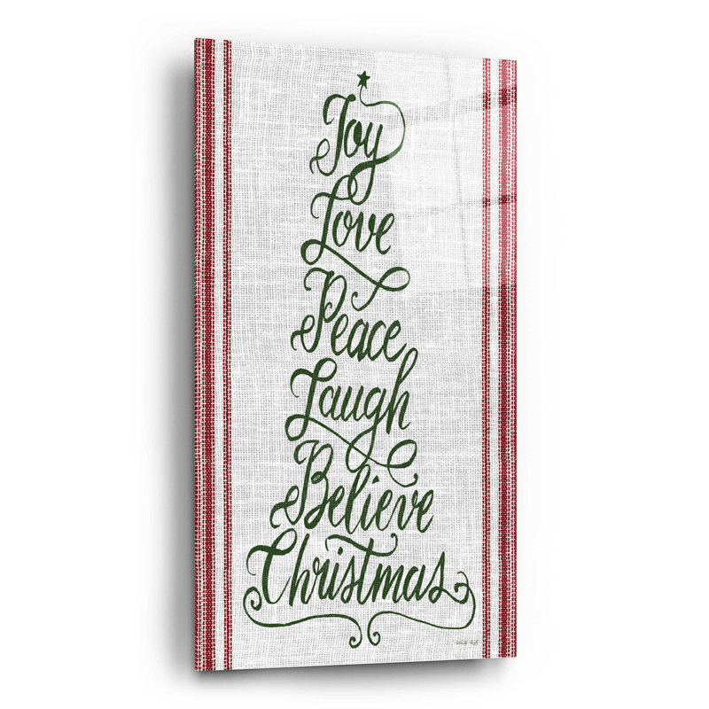 «Christmas Word Tree II» par Cindy Jacobs - Art textuel sans cadre, H 24 po x l 12 po x P 0,2 po