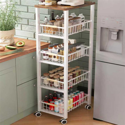 39cm W Metal Storage Rack with Wheels