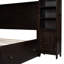 Lit grand format avec finition en bois et installations de rangement - Armoire solide, prise de tablette