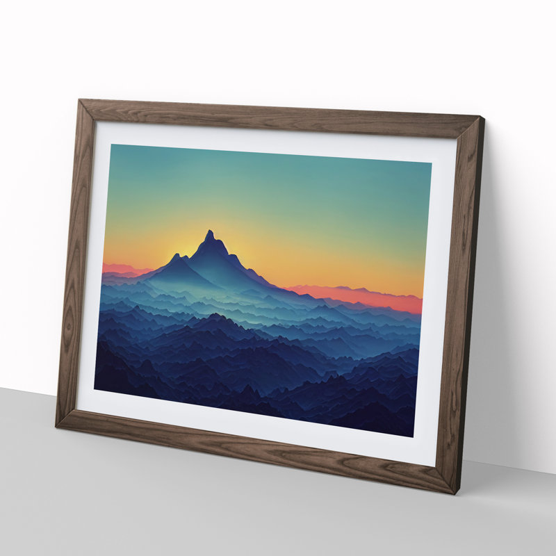XH1022-6829X Peaceful Mountain Sunrise Vol.3 - Picture Frame Print, 25cm H x 34cm W, Brown