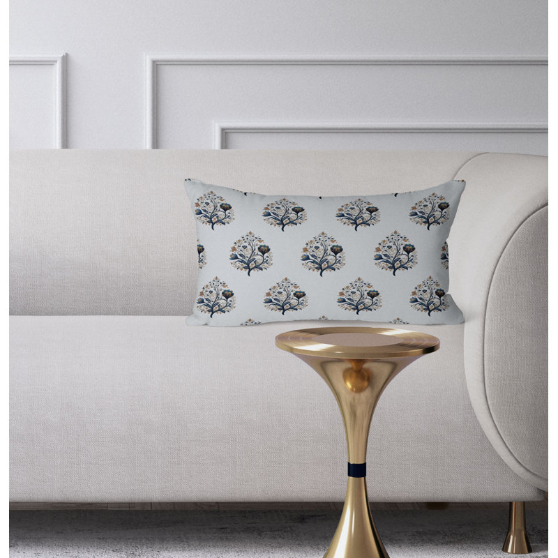 Springtime Bliss  Rectangular Throw Pillow, Blue/Grey