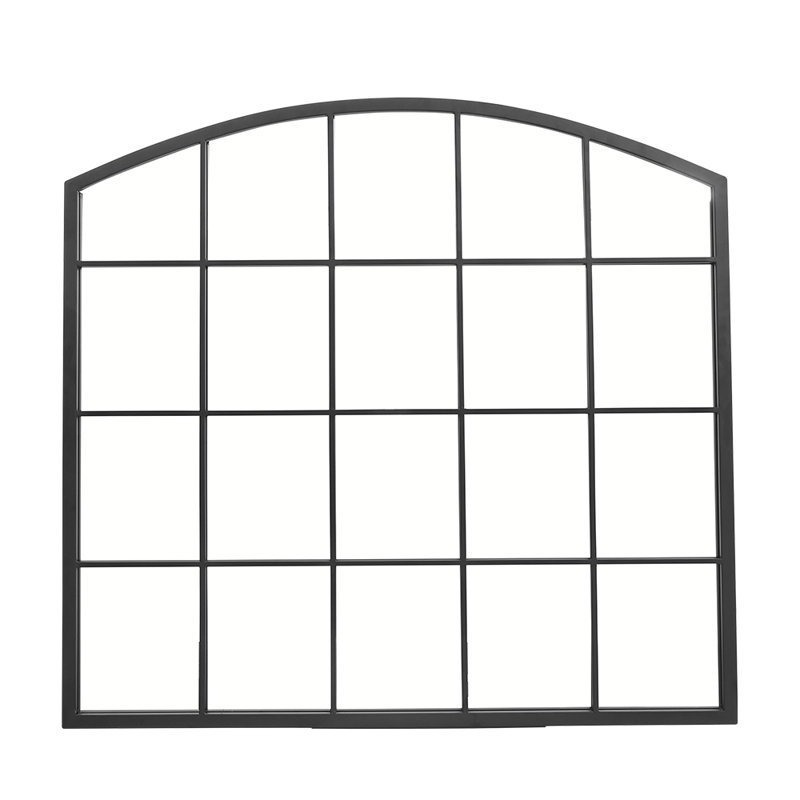 Window Pane Arched Wall Mirror for Decor Modern Black Framed Wall Mirror, 90 cm H x 96 cm W
