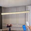 Luminaire suspendu moderne à DEL linéaire rectangulaire pour salle à manger Luminaire suspendu à intensité variable noir pour îlot de cuisine Bureau à domicile Table de billard