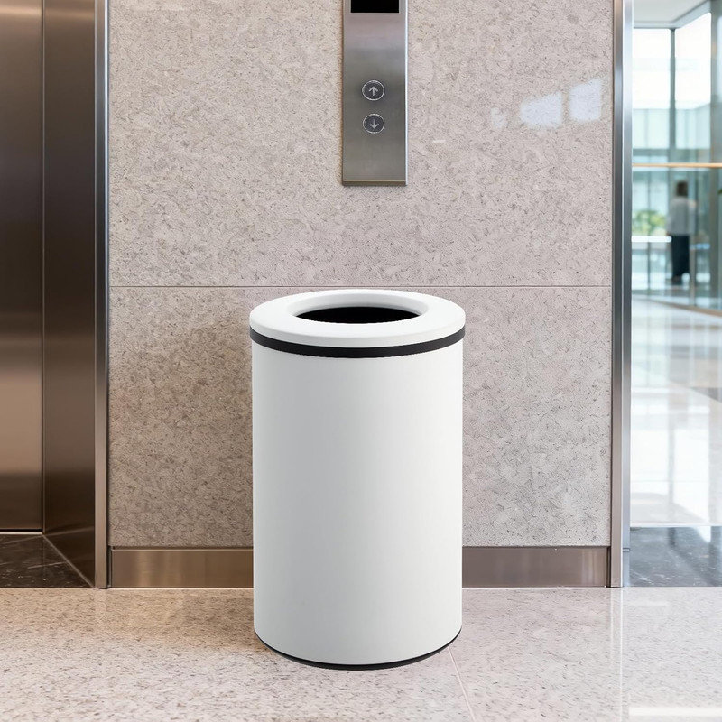 Poubelle 40 litres en acier inoxydable, poubelle ronde 10,6 gallons avec seau amovible, Blanc