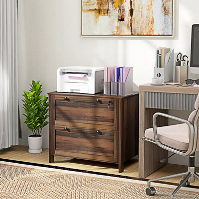 Entry Cabinet, 2 Drawer File Cabinet With Lock, Lateral Filing Cabinet With Keys And Adjustable Hanging Bar