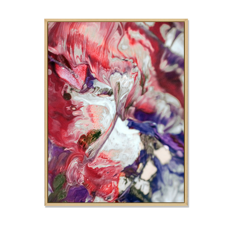 Magnifique fluide abstrait mixte - œuvre d'art moderne sur toile, H 20 po x l 12 po x P 1 po, Cadre flottant brun