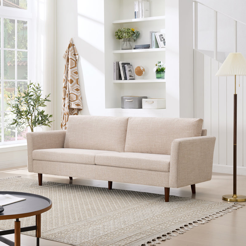 Cicero 204Cm Velvet Flared Arm Sofa, Oatmeal
