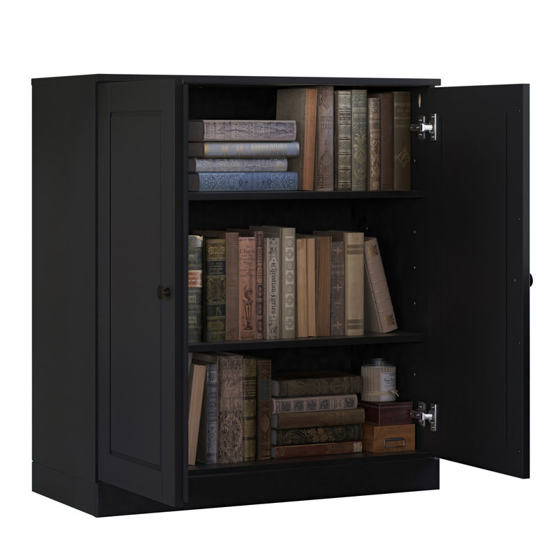 Palace Imports 100% Solid Wood Short Bookcase with Doors, Adjustable Shelves, Modular Storage Bookshelf, 32" W x 35.75" H