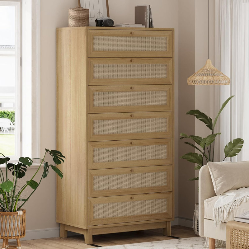 Grande commode 7 tiroirs en rotin 7 tiroirs