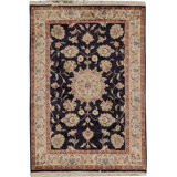 Hand-Knotted High-Quality Navy and Ivory Area Rug