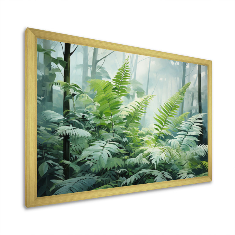 Angileh Ferns Romantic Impression V - Print, Cadre doré à une seule photo, H 34 po x l 44 po x P 1,5 po