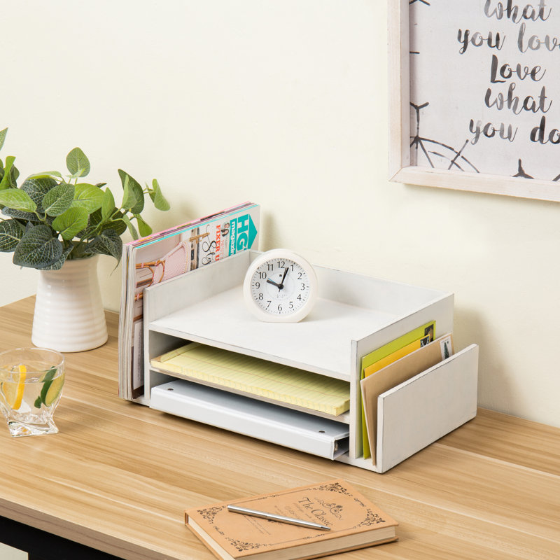 Yurij Solid Wood 3 Tier Office Document Tray File Organiser