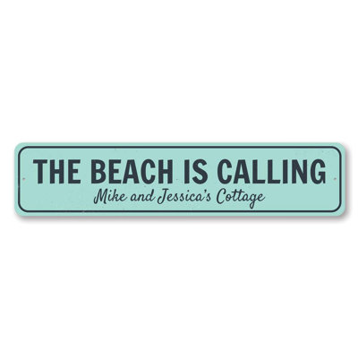 Panneau «The Beach Is Calling» en aluminium