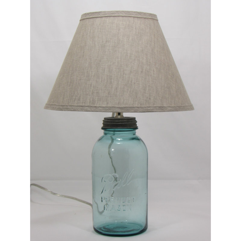 Pot Mason Aqua demi-gallon avec abat-jour en lin gris clair